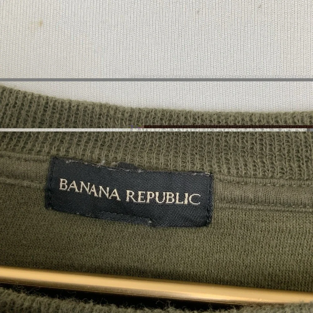 Banana Republic Sz XXL Olive Green Maroon Thermal Long Sleeve Waffle Knit Shirts
